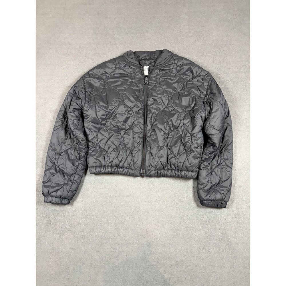 Gap Kids Quilted Bomber Jacket Kids Medium Black Full Zip Primaloft